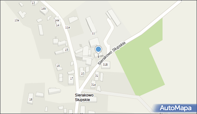 Sierakowo Słupskie, Sierakowo Słupskie, 9, mapa Sierakowo Słupskie