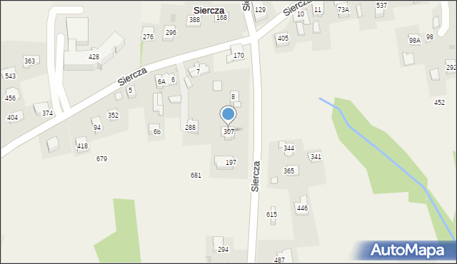 Siercza, Siercza, 307, mapa Siercza