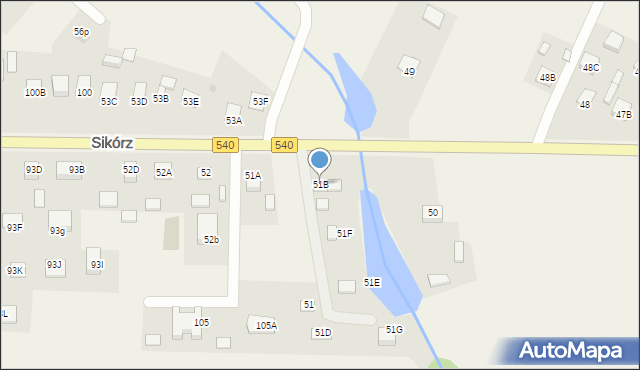 Sikórz, Sikórz, 51B, mapa Sikórz