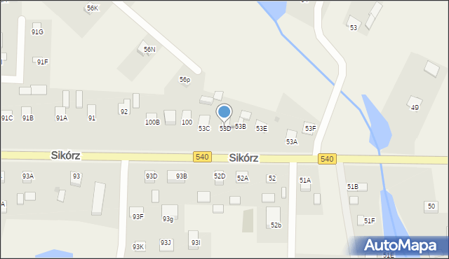 Sikórz, Sikórz, 53D, mapa Sikórz