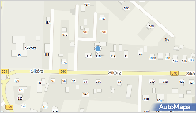 Sikórz, Sikórz, 91B, mapa Sikórz