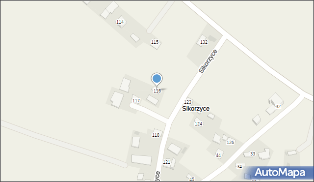 Sikorzyce, Sikorzyce, 116, mapa Sikorzyce