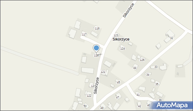 Sikorzyce, Sikorzyce, 118, mapa Sikorzyce