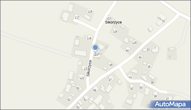 Sikorzyce, Sikorzyce, 121, mapa Sikorzyce