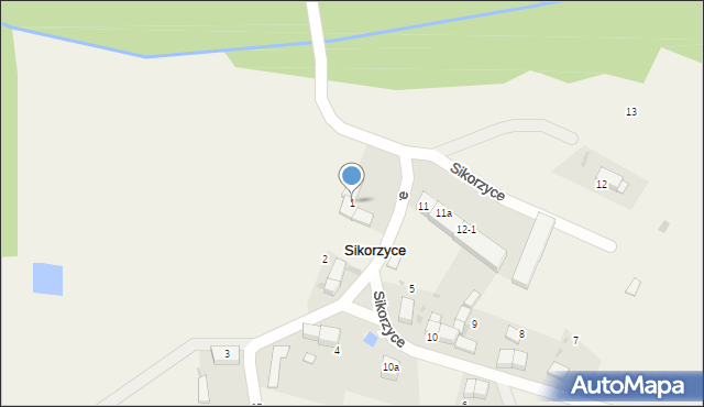 Sikorzyce, Sikorzyce, 1, mapa Sikorzyce