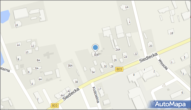 Skórzec, Siedlecka, 32A, mapa Skórzec
