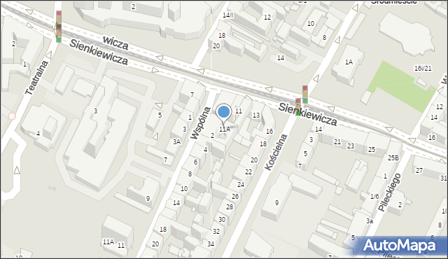 Sosnowiec, Sienkiewicza Henryka, 11A, mapa Sosnowca