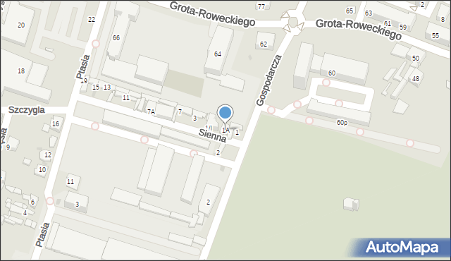Sosnowiec, Sienna, 1A, mapa Sosnowca