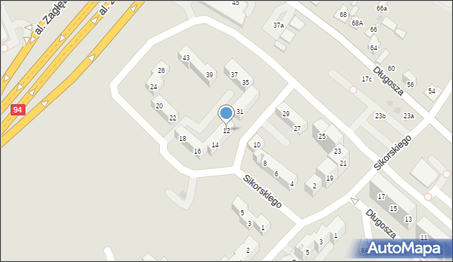 Sosnowiec, Sikorskiego Władysława, gen., 12, mapa Sosnowca