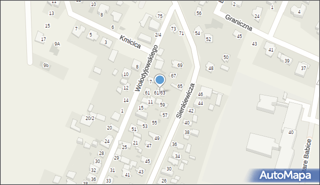 Stare Babice, Sienkiewicza Henryka, 61/63, mapa Stare Babice