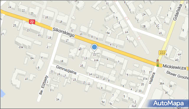 Starogard Gdański, Sikorskiego Władysława, gen., 11, mapa Starogard Gdański