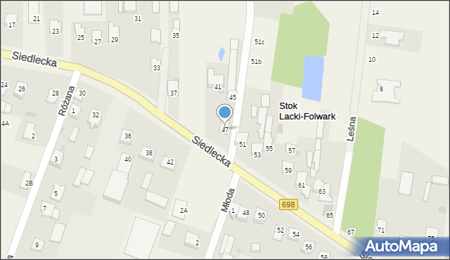 Stok Lacki-Folwark, Siedlecka, 47, mapa Stok Lacki-Folwark