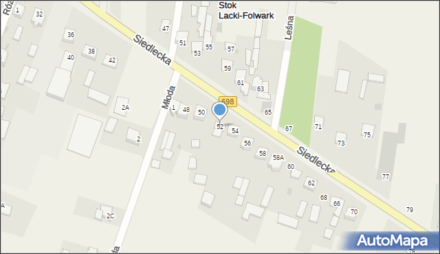 Stok Lacki-Folwark, Siedlecka, 52, mapa Stok Lacki-Folwark