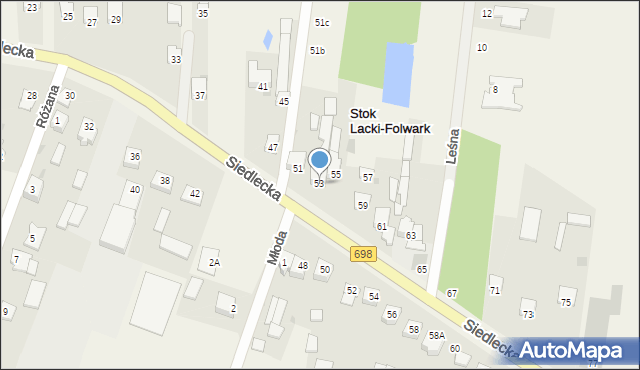Stok Lacki-Folwark, Siedlecka, 53, mapa Stok Lacki-Folwark
