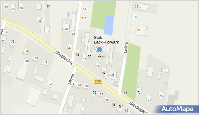 Stok Lacki-Folwark, Siedlecka, 57, mapa Stok Lacki-Folwark