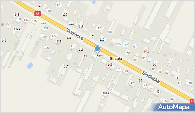 Strzała, Siedlecka, 109, mapa Strzała