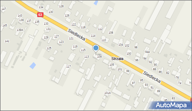 Strzała, Siedlecka, 111, mapa Strzała