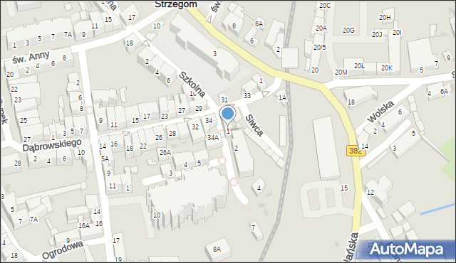 Strzegom, Siwca Stanisława, ks. prał., 1, mapa Strzegom