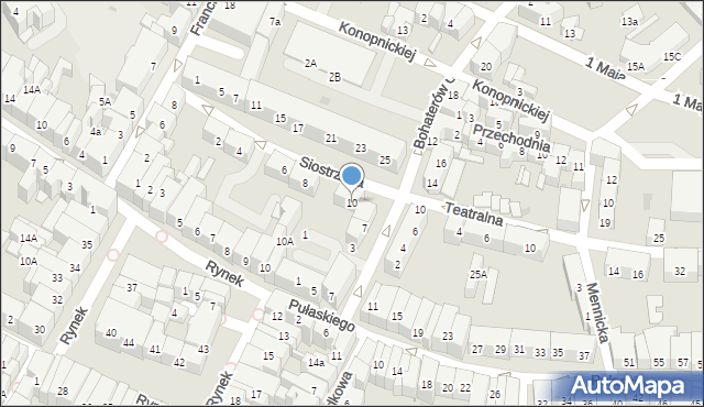 Świdnica, Siostrzana, 10, mapa Świdnicy