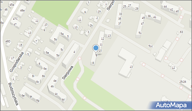 Szczecin, Sierpowa, 9, mapa Szczecina