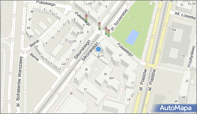 Szczecin, Sikorskiego Władysława, gen., 40, mapa Szczecina