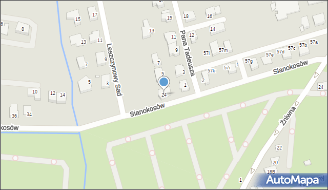 Szczecin, Sianokosów, 24, mapa Szczecina