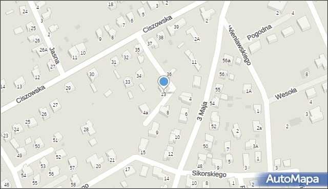 Szprotawa, Sikorskiego Władysława, gen., 13, mapa Szprotawa