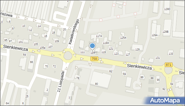 Tarnobrzeg, Sienkiewicza Henryka, 115, mapa Tarnobrzegu