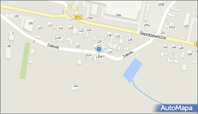 Tarnobrzeg, Sienkiewicza Henryka, 130A, mapa Tarnobrzegu