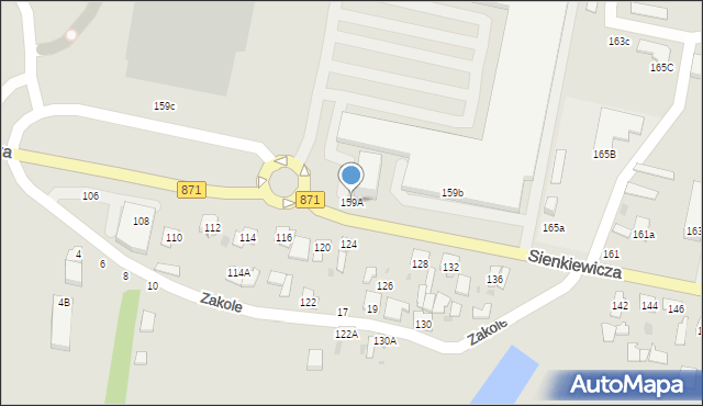 Tarnobrzeg, Sienkiewicza Henryka, 159A, mapa Tarnobrzegu