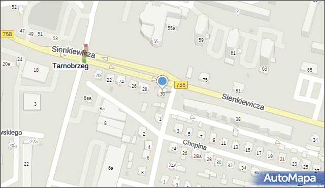 Tarnobrzeg, Sienkiewicza Henryka, 30, mapa Tarnobrzegu
