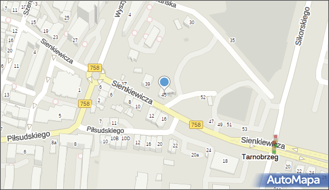 Tarnobrzeg, Sienkiewicza Henryka, 45, mapa Tarnobrzegu
