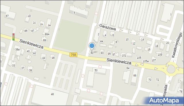 Tarnobrzeg, Sienkiewicza Henryka, 91, mapa Tarnobrzegu