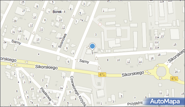 Tarnobrzeg, Sikorskiego Władysława, gen., 1, mapa Tarnobrzegu