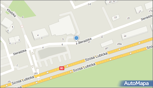 Toruń, Sieradzka, 8, mapa Torunia