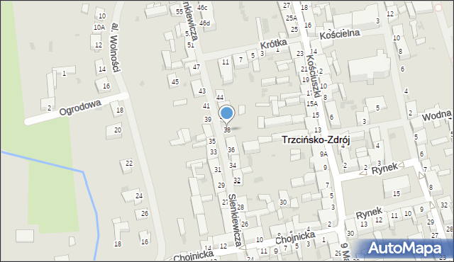 Trzcińsko-Zdrój, Sienkiewicza Henryka, 38, mapa Trzcińsko-Zdrój