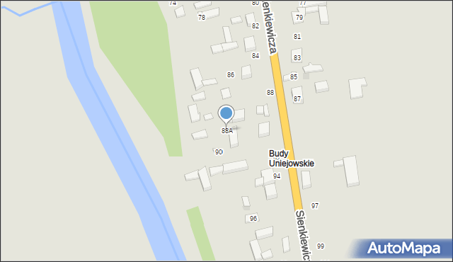 Uniejów, Sienkiewicza Henryka, 88A, mapa Uniejów