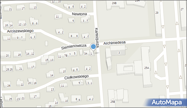 Warszawa, Siemienowicza Kazimierza, 1A, mapa Warszawy