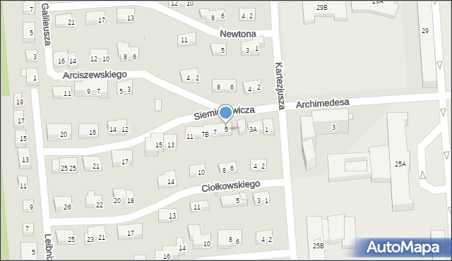 Warszawa, Siemienowicza Kazimierza, 5, mapa Warszawy