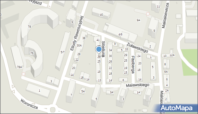 Warszawa, Sibeliusa Jana, 29, mapa Warszawy