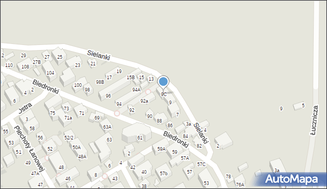 Warszawa, Sielanki, 9C, mapa Warszawy