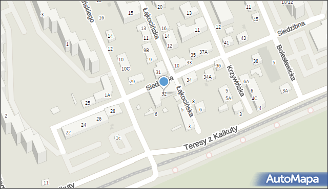 Warszawa, Siedzibna, 32, mapa Warszawy