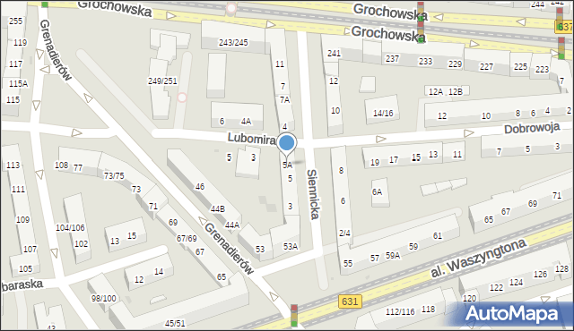 Warszawa, Siennicka, 5A, mapa Warszawy