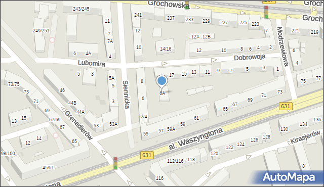 Warszawa, Siennicka, 6A, mapa Warszawy