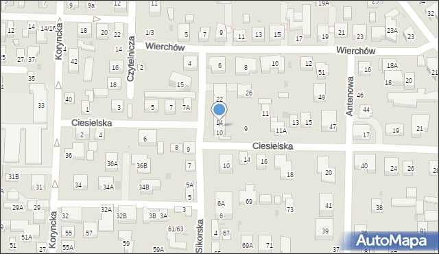 Warszawa, Sikorska, 12, mapa Warszawy