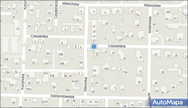 Warszawa, Sikorska, 8, mapa Warszawy