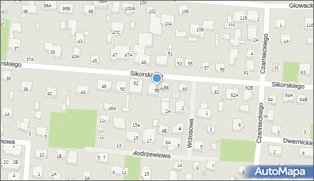 Warszawa, Sikorskiego Władysława, gen., 56, mapa Warszawy