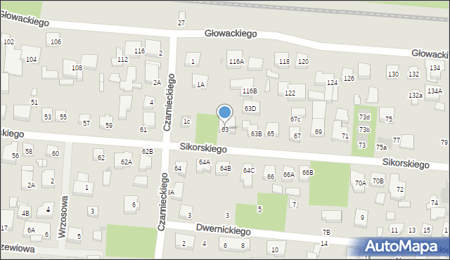 Warszawa, Sikorskiego Władysława, gen., 63, mapa Warszawy