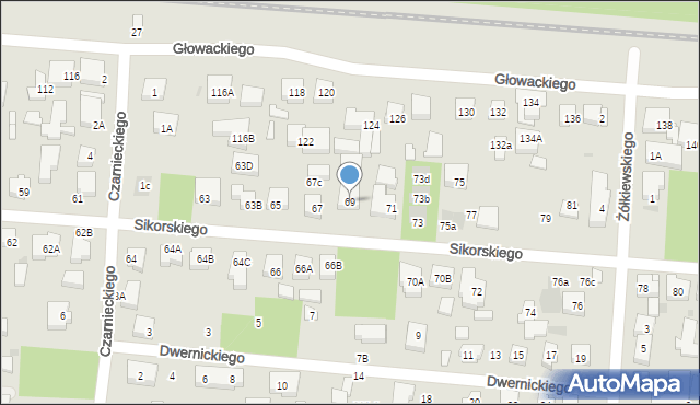 Warszawa, Sikorskiego Władysława, gen., 69, mapa Warszawy