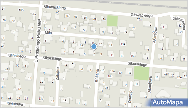 Warszawa, Sikorskiego Władysława, gen., 7, mapa Warszawy